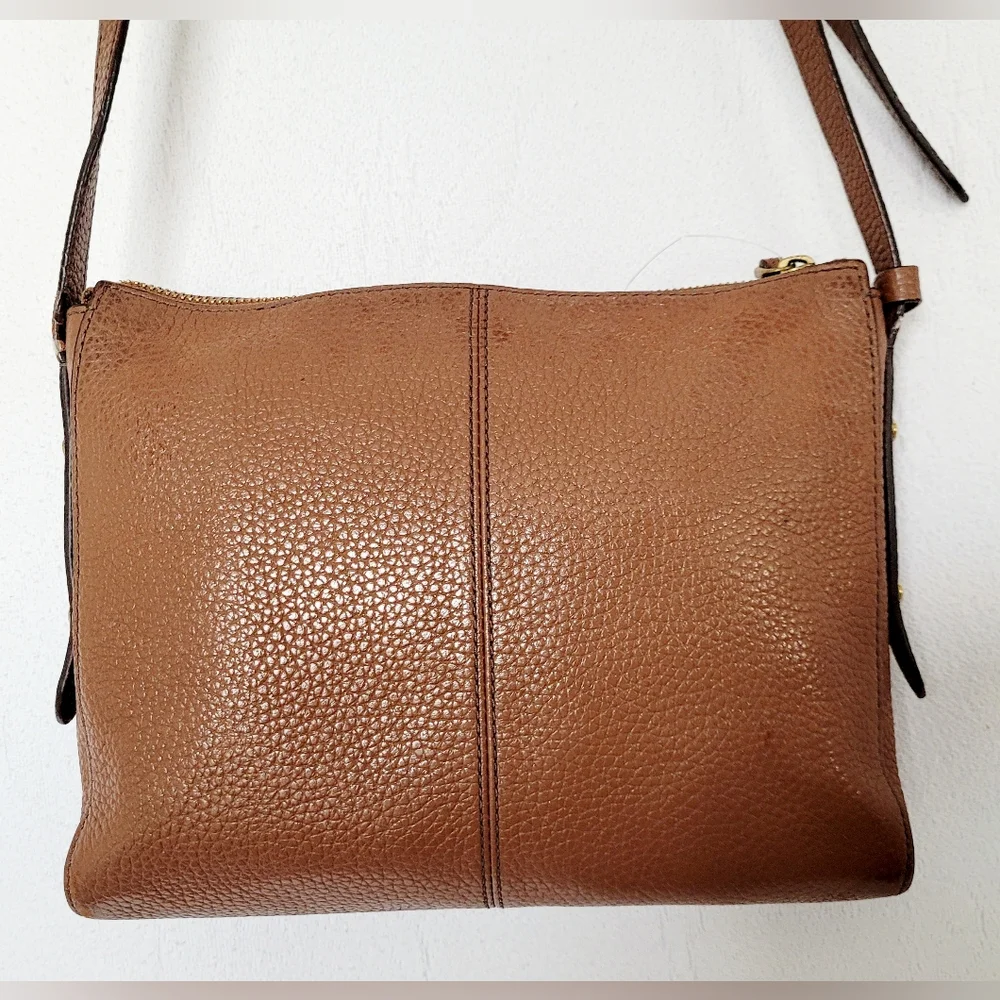 Fossil Gemma Cow Hide Brown Pebbled Leather Crossbody Bag 10